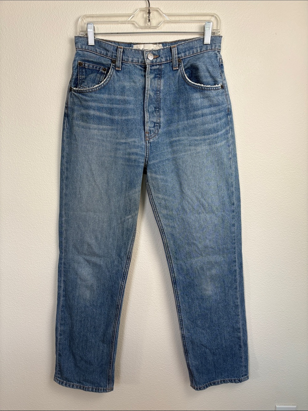 Reformation Aegean Cynthia High Relaxed Straight Leg Jeans Size 28 Button Fly